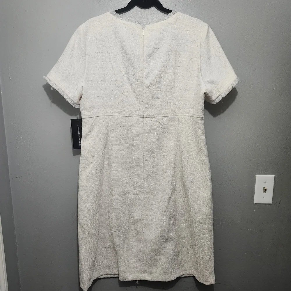 Andrew Marc Ivory V-Neck Dress Size 16 New With Tags - Picture 7 of 9